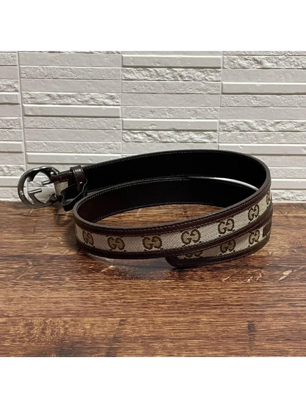 Gucci GG Interlocking Buckle Belt Canvas Leather